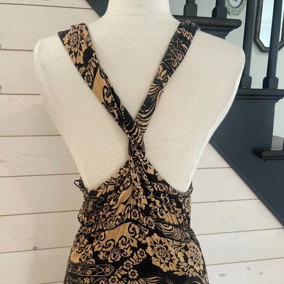 033 By Anthropologie Twist Back Bohemian Brushed Jersey Maxi Dress Size Small - Picture 7 of 12